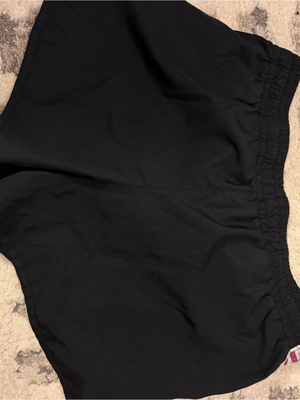 Nike Black Athletic Shorts with Pink Geometric Side Panels - Picture 4 of 5